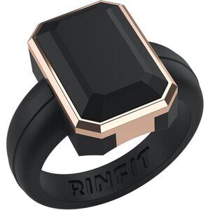 Women's Black Rose Gold Silicone Ring - Size 7 Durable Rubber Wedding Band for A